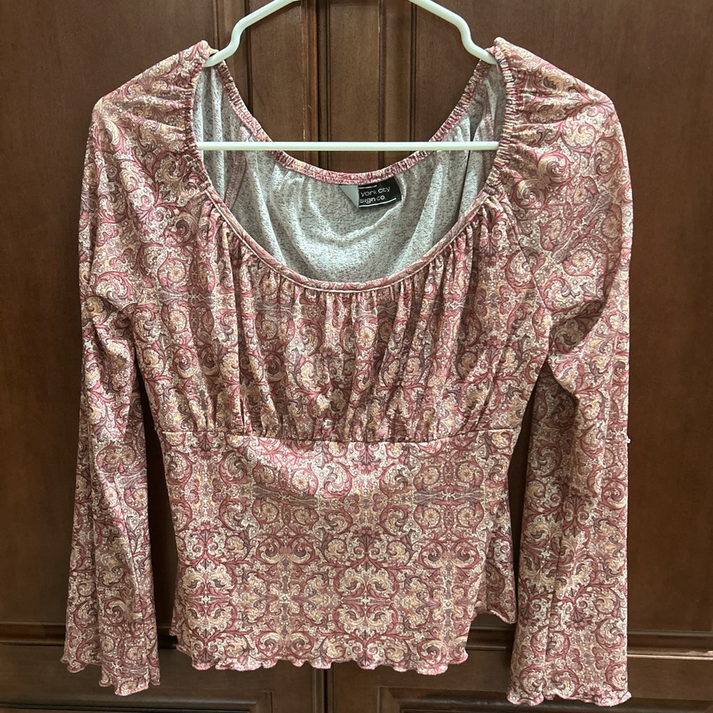 Pink Floral Long Sleeve Top